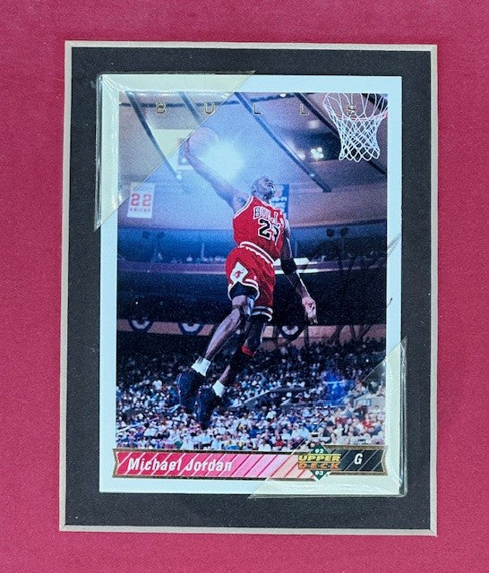 FEATURED WALL DISPLAY: Chicago Bulls Framed Trading Card Display with signatures from Jordan, Pippen, Grant, Paxon, Cartwright