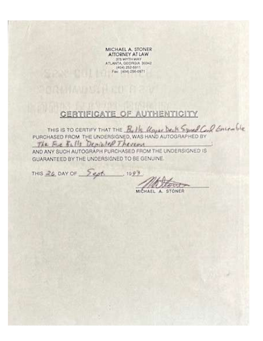 FEATURED WALL DISPLAY: Chicago Bulls Framed Trading Card Display with signatures from Jordan, Pippen, Grant, Paxon, Cartwright